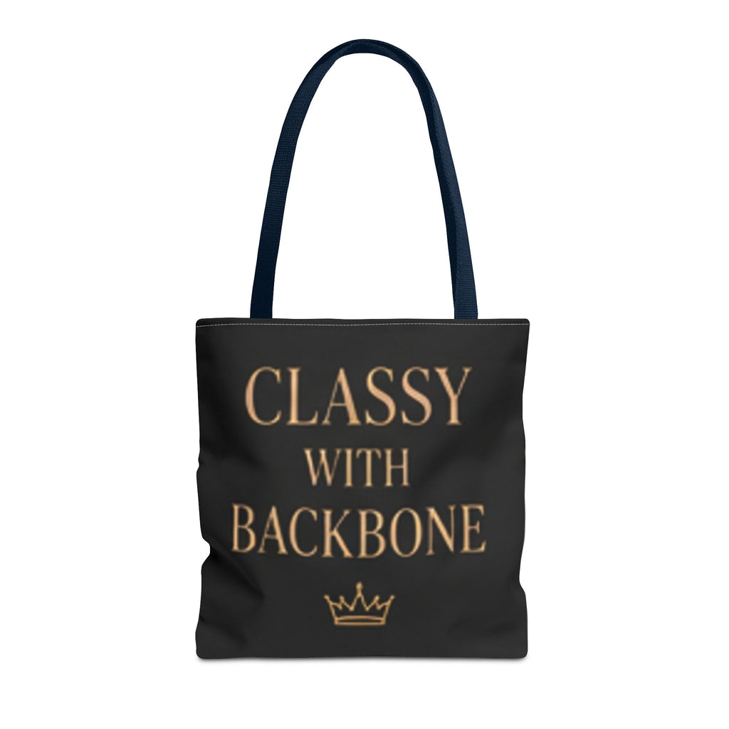 Bolso tote elegante con carácter: un bolso tote atrevido en negro y dorado que empodera