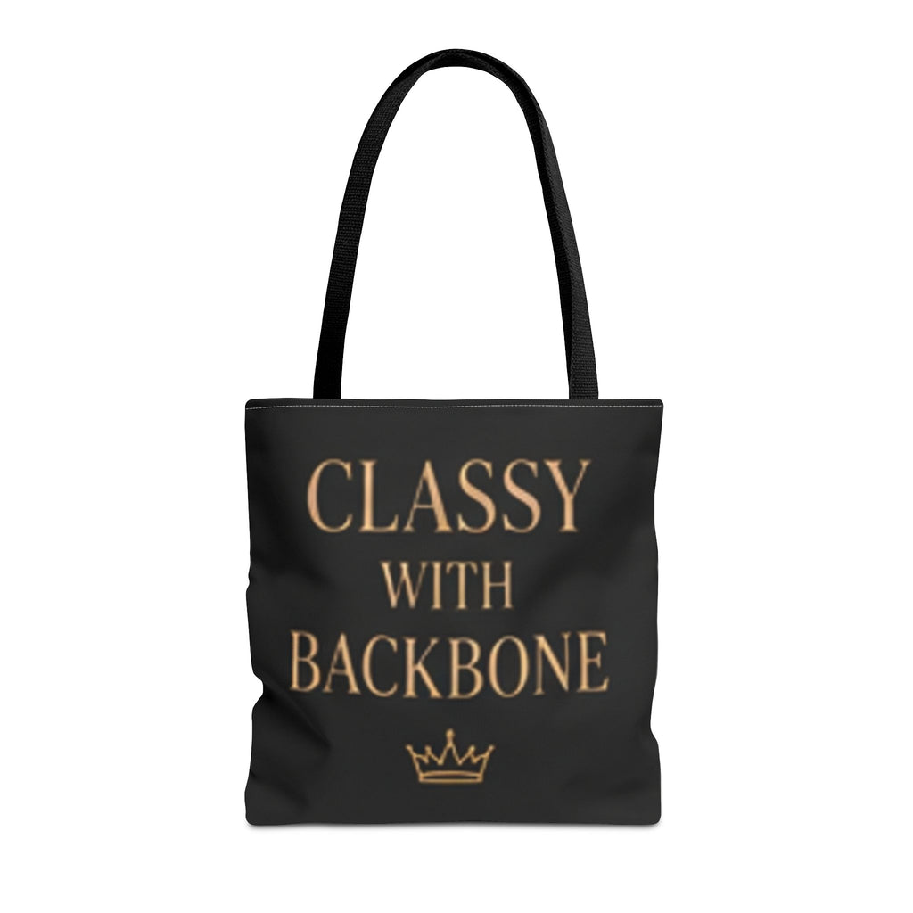 Bolso tote elegante con carácter: un bolso tote atrevido en negro y dorado que empodera