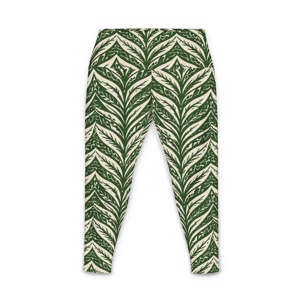 Pantalones de yoga para mujer Rainforest Lau Ti Leaf - Estampado tropical completo