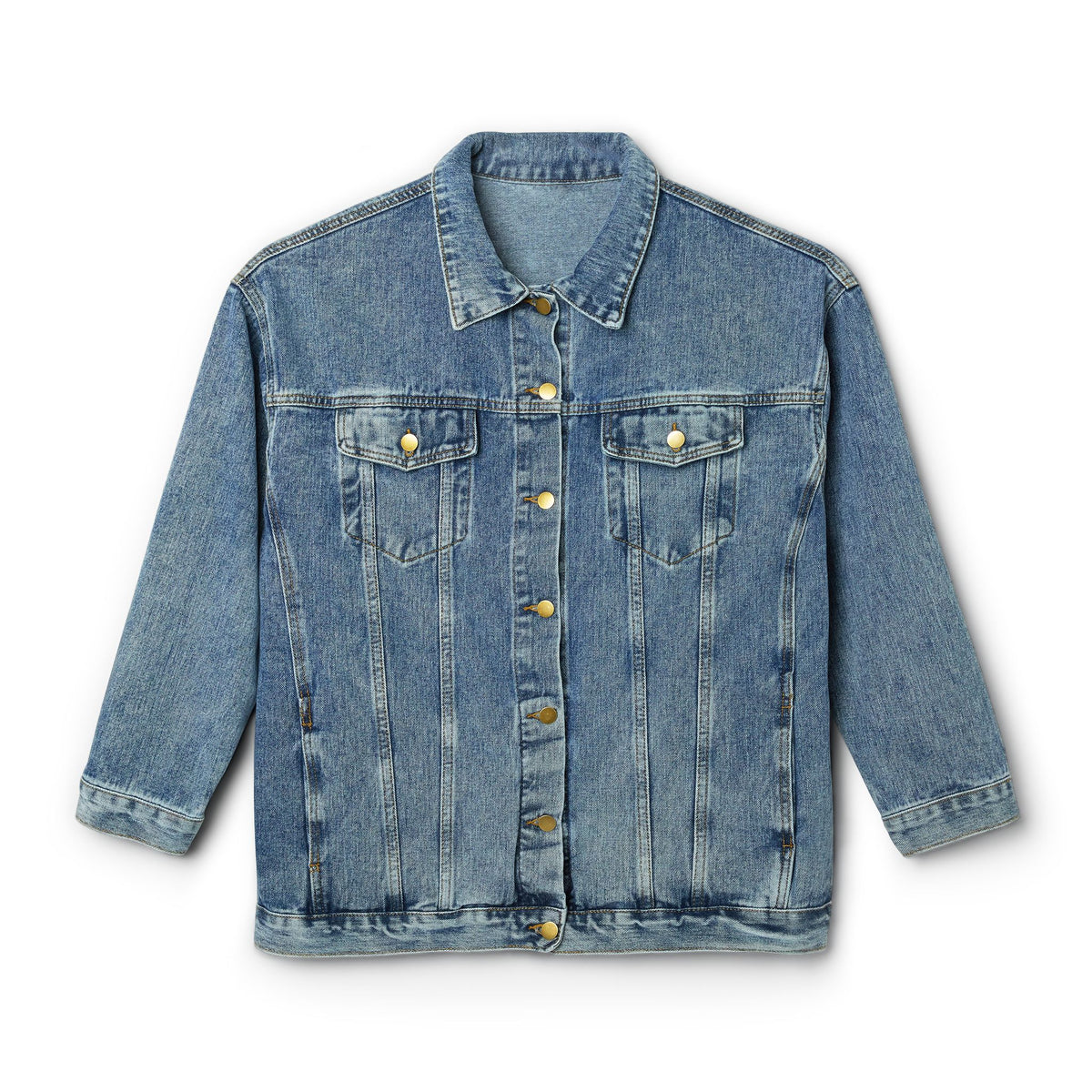 Women's Denim Jacket — "Ma femme. Grace Carries Power" Feminine Mana Design