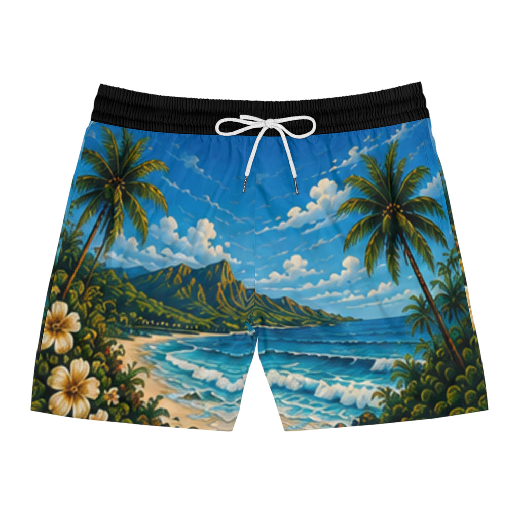 Pantalón Corto de Baño Tropical – Palmeras Hawaianas y Olas