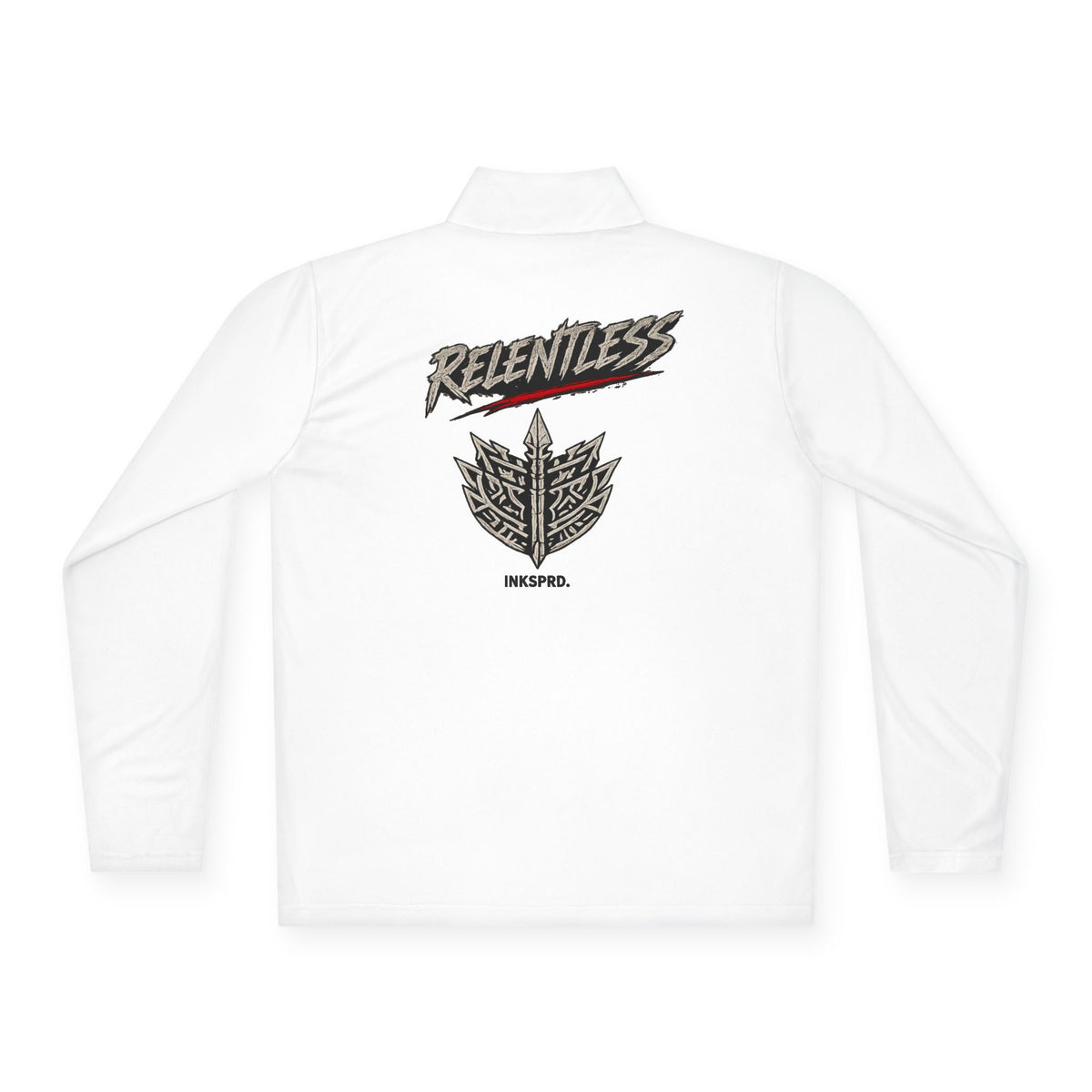 Relentless Quarter-Zip Pullover — Minimal Cactus Chest Logo & Bold Back Graphic