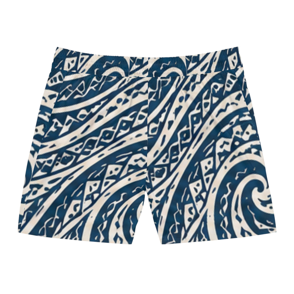 Bañador Tribal Ola Oceánica — Bañador de Playa de Largo Medio para Hombre