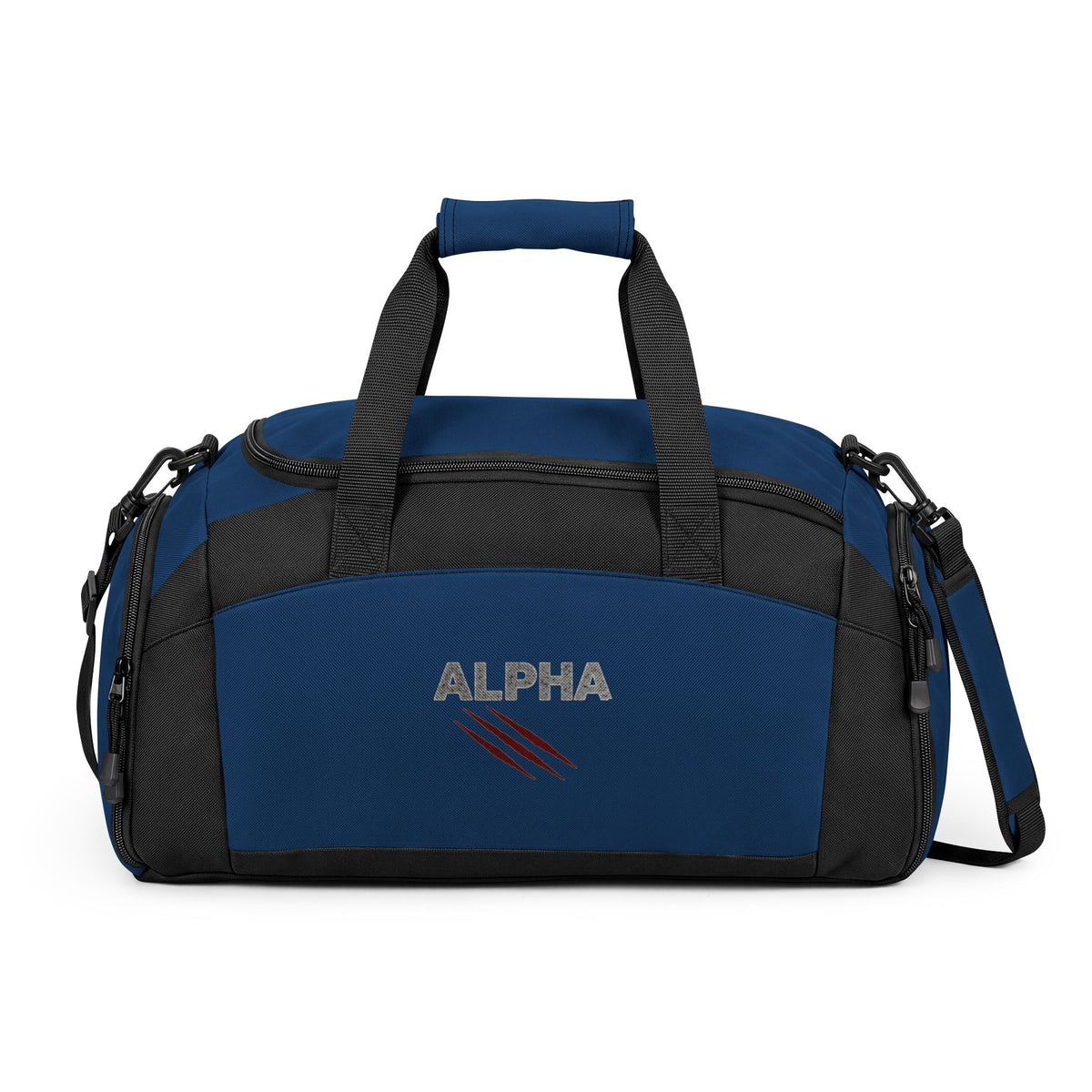 Alpha Gym Bag — Durable Black Duffle with 'ALPHA' Claw-Print Logo
