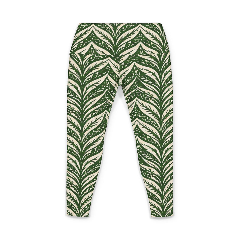 Pantalones de yoga para mujer Rainforest Lau Ti Leaf - Estampado tropical completo