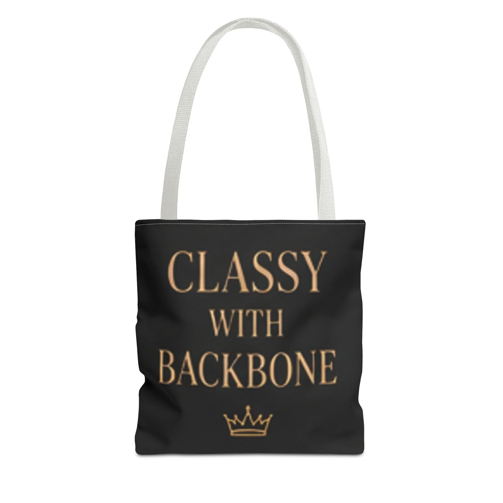 Bolso tote elegante con carácter: un bolso tote atrevido en negro y dorado que empodera
