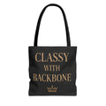 Bolso tote elegante con carácter: un bolso tote atrevido en negro y dorado que empodera