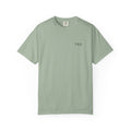 T-Shirt mit „Trust & Believe“-Grafik im Marine-Look — Kompass-Rückendruck