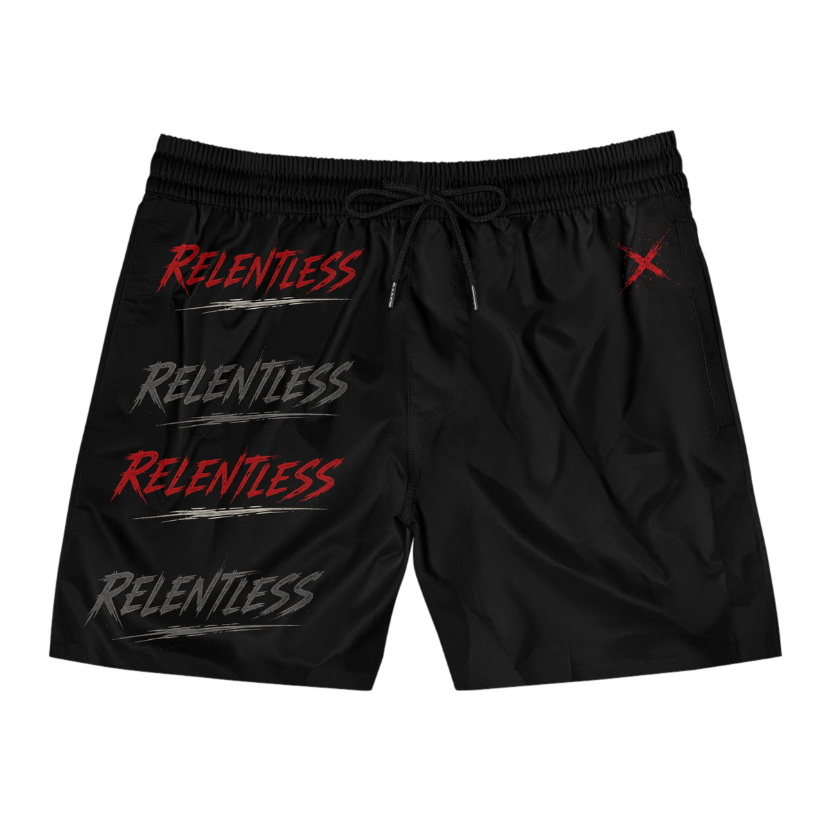 Relentless Swim Shorts — Men's Mid-Length Black Athletic Swim Trunks