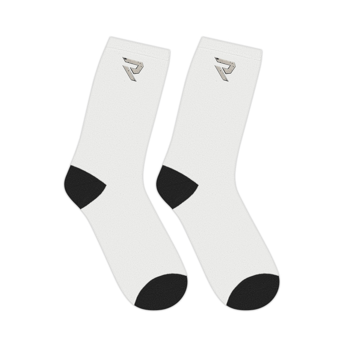 Relentless Symbol Mid-Length Socks — Athletic Crew Socks with Motivational Emblem