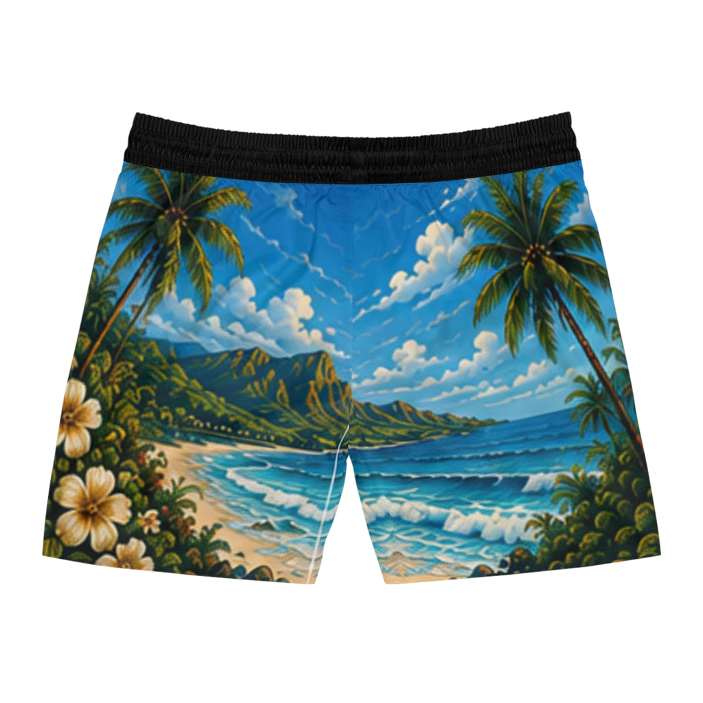Pantalón Corto de Baño Tropical – Palmeras Hawaianas y Olas