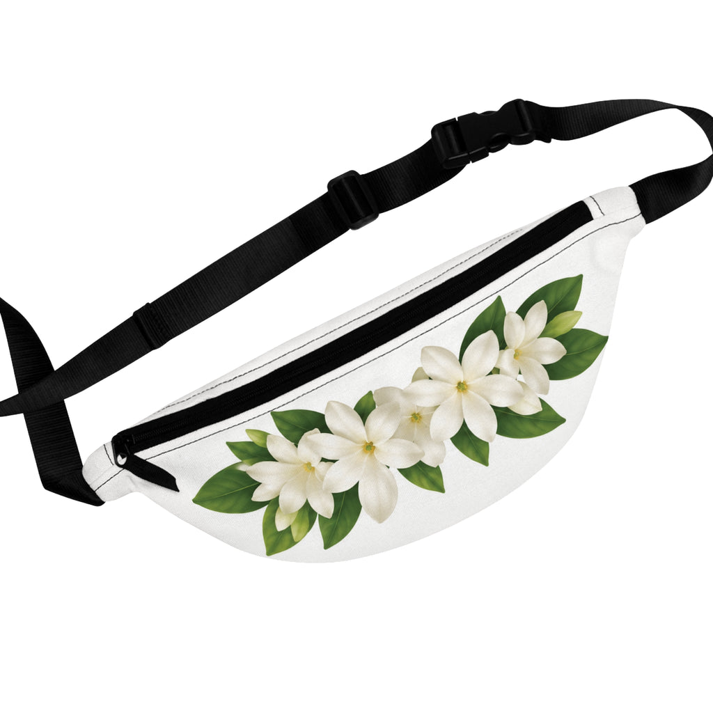 Riñonera — Bolso de cintura floral Gardenia blanca