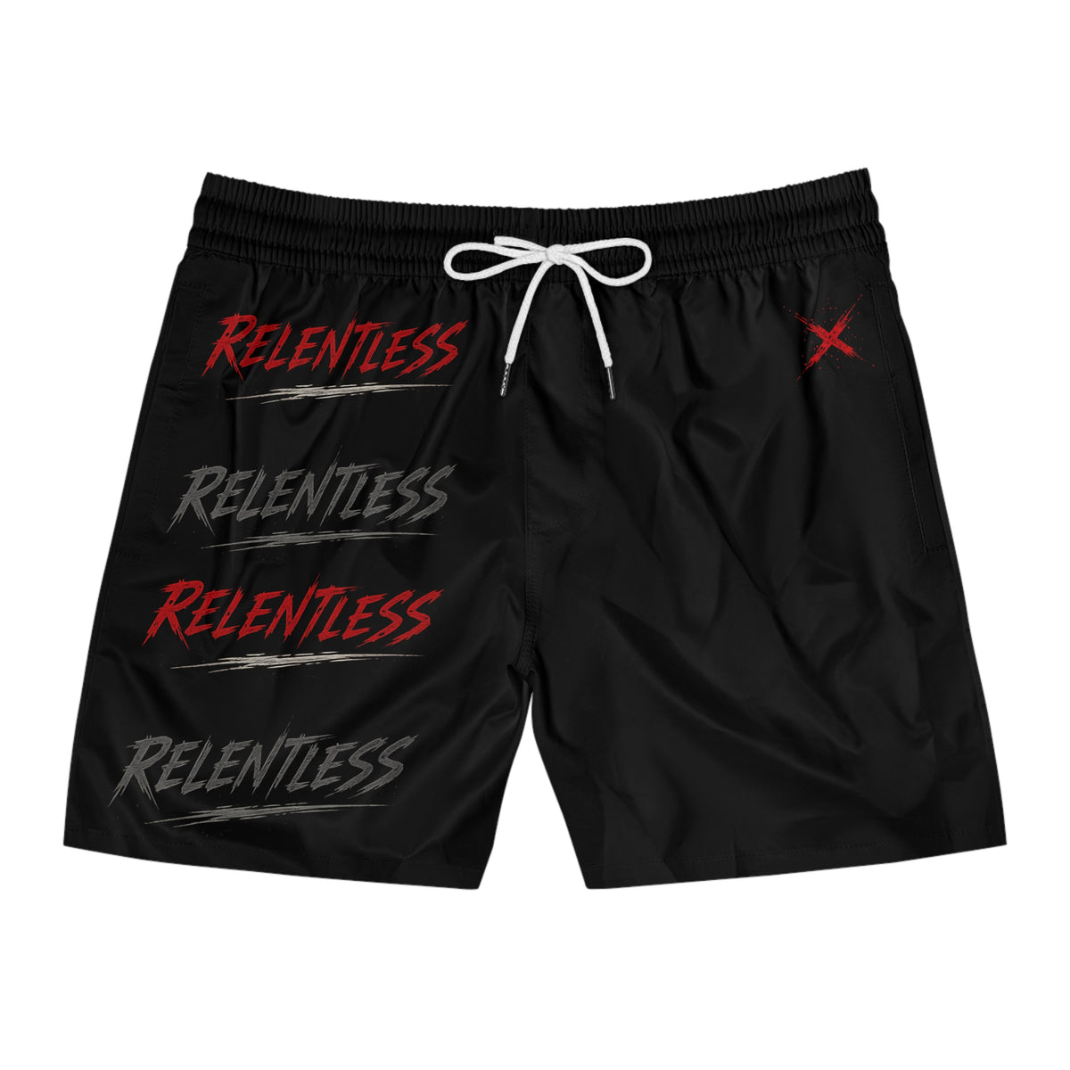 Relentless Swim Shorts — Men's Mid-Length Black Athletic Swim Trunks