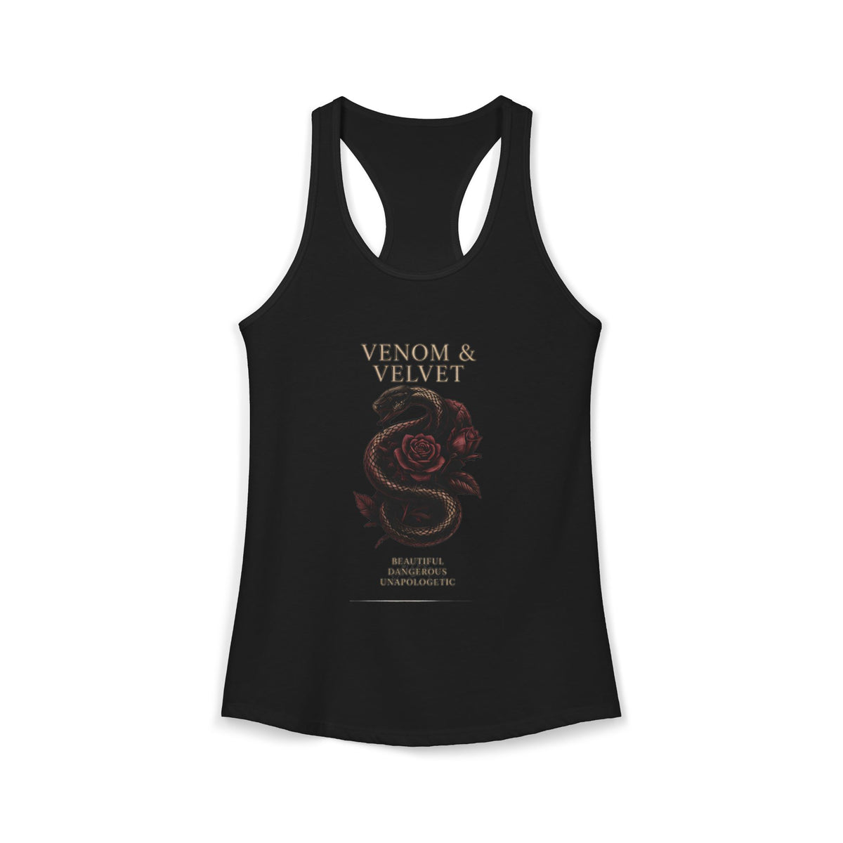 Venom & Rose Racerback Tank — Strong Feminine Floral Graphic