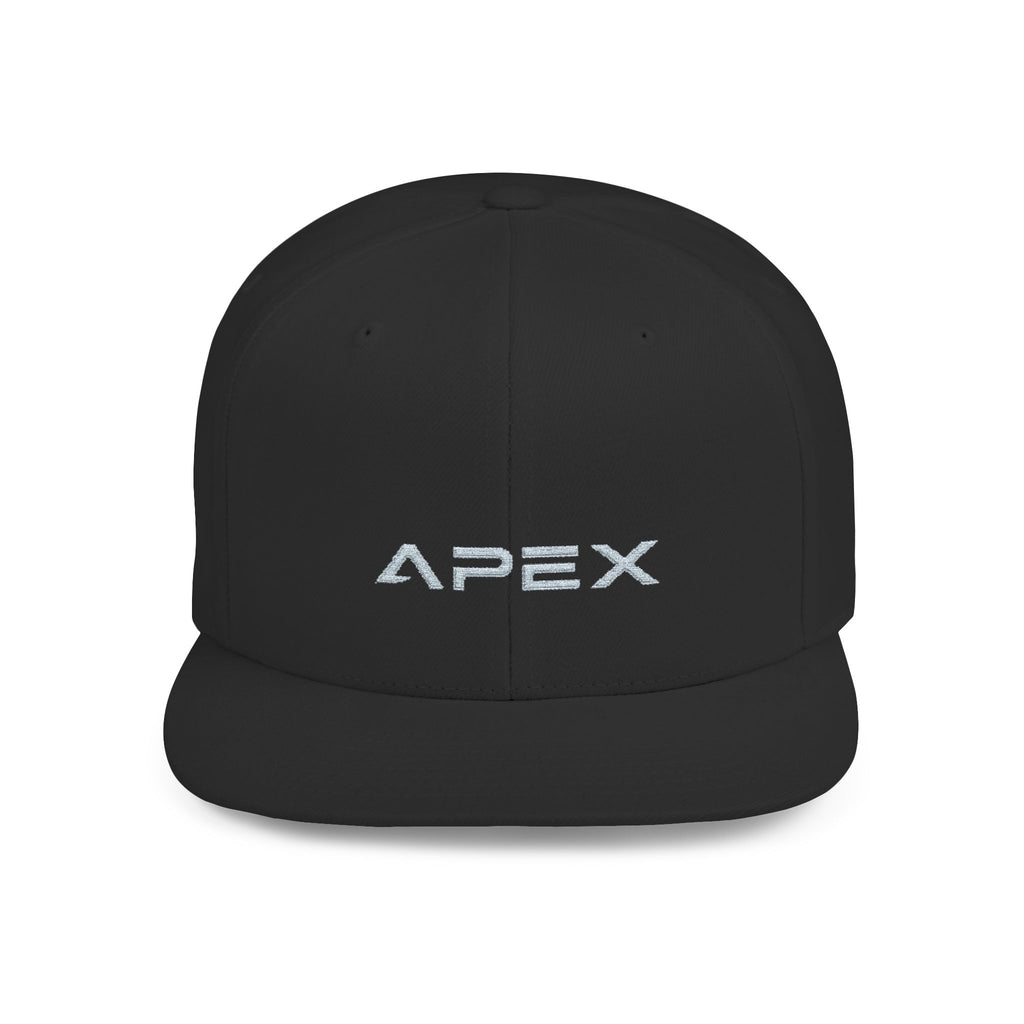 Gorra Snapback Apex Bordada de Visera Plana — Gorra Urbana Negra con Estilo
