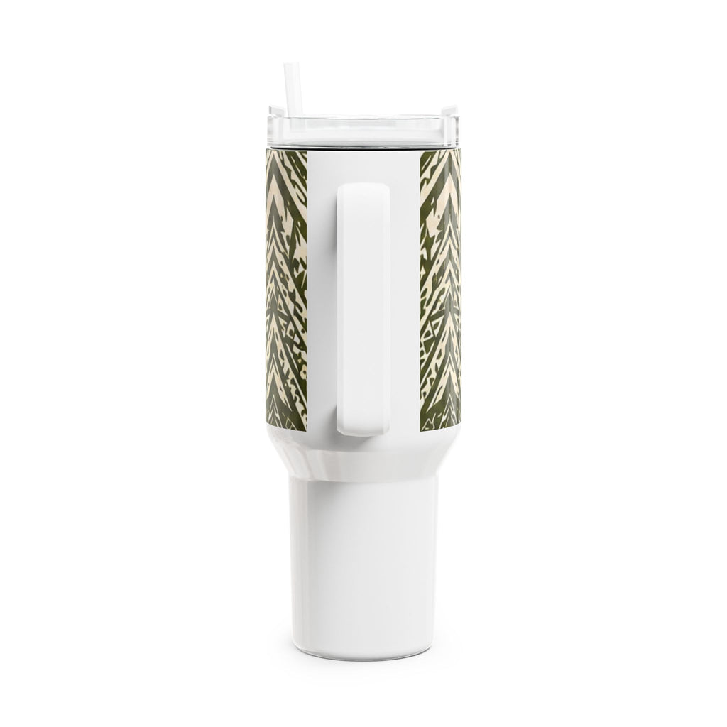 Vaso térmico Floral Roots de 40 oz — Diseño tribal Mauna "Raíces profundas, crecimiento interminable" Taza de viaje