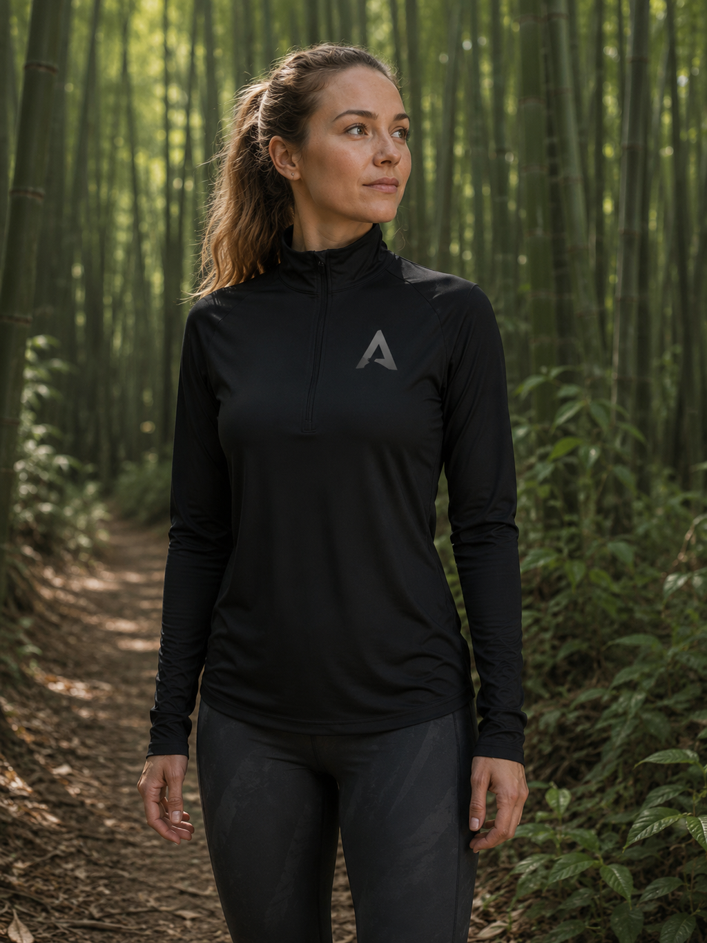 Damen Quarter-Zip Pullover — Performance Top mit Apex Reflexlogo