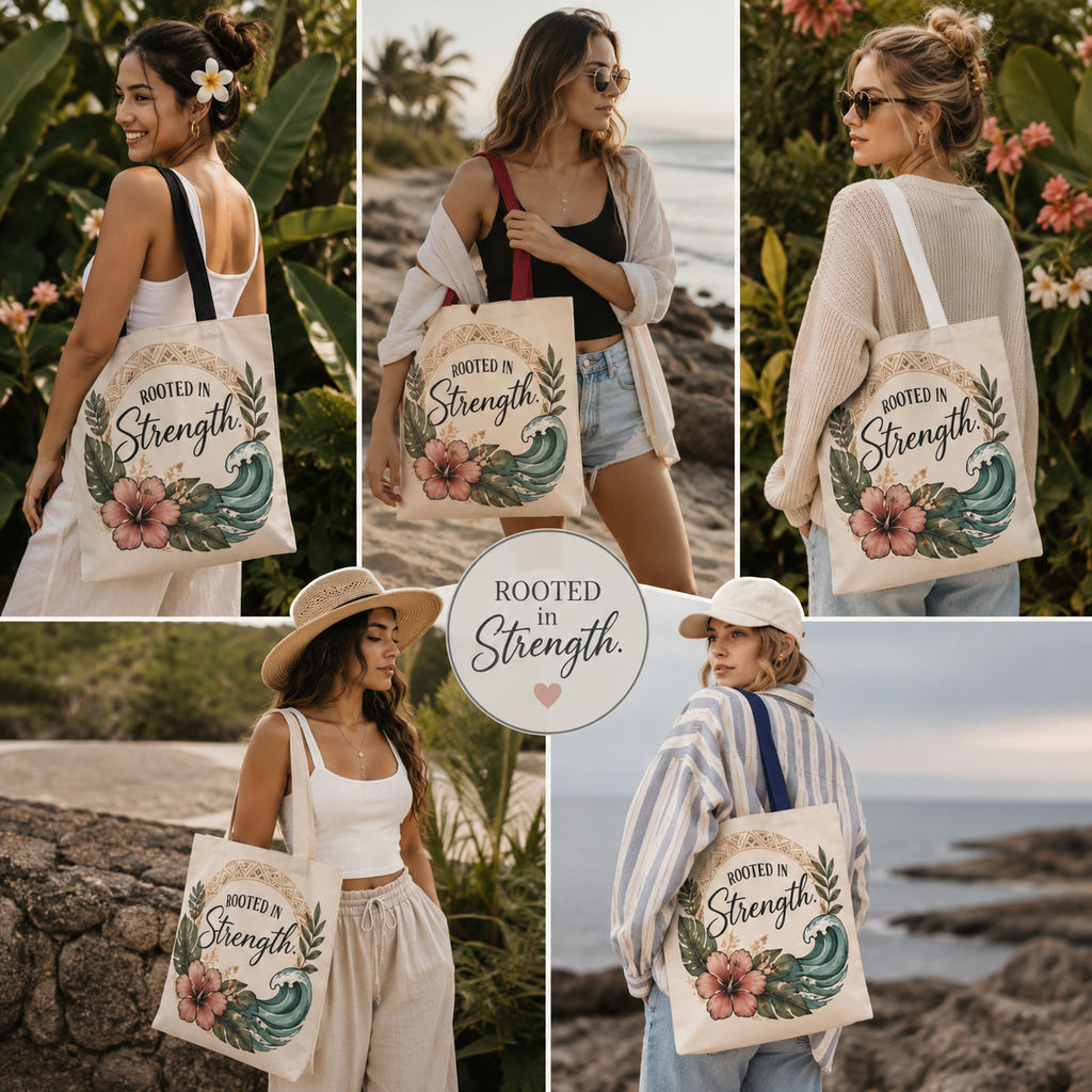 Bolso tote tribal con diente de tiburón Niho Mano, enraizado en la fuerza