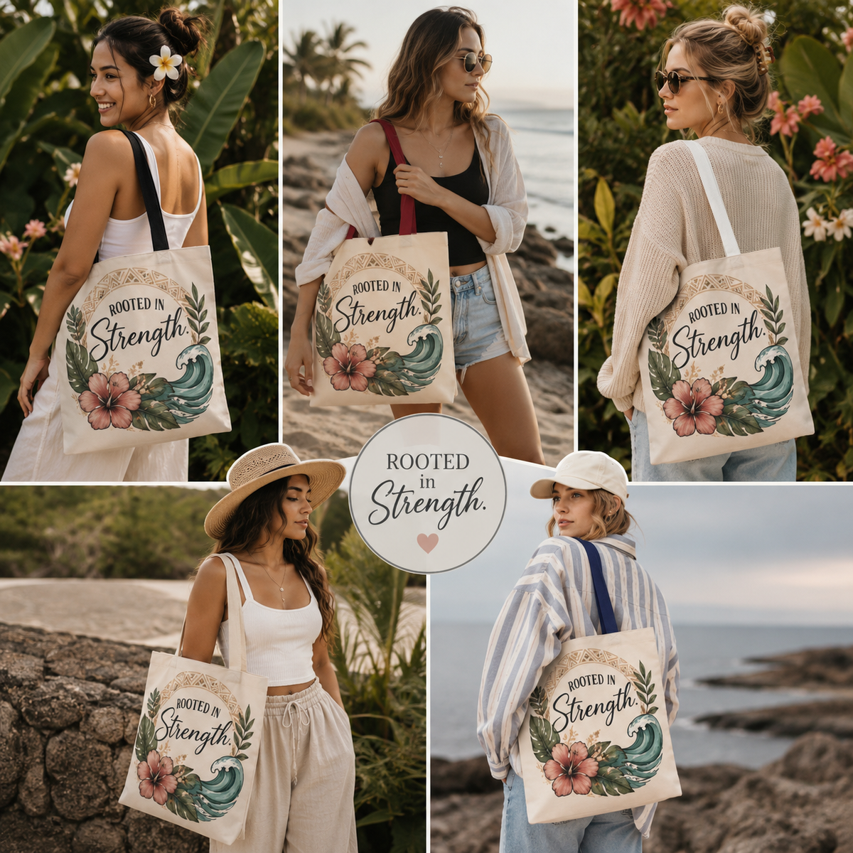 Rooted in Strength Niho Mano Shark Tooth Tribal Tote Bag