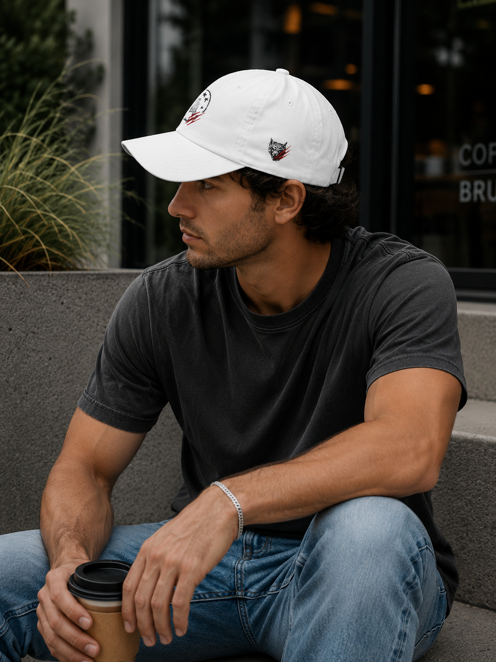 Alpha Dad Cap — Distressed „Alpha“-Emblem mit Krallenspuren