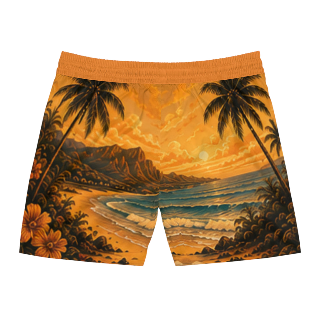 Bañadores cortos de hombre Tropical Sunset — Shorts de playa hawaianos con palmeras