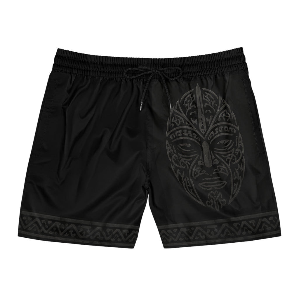 Island Warrior Tribal Mask Badeshorts – Mittellange Badeshorts für Herren