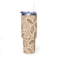 40oz Thermobecher — Beige mit Blumen-Mandala, isolierter Reisebecher