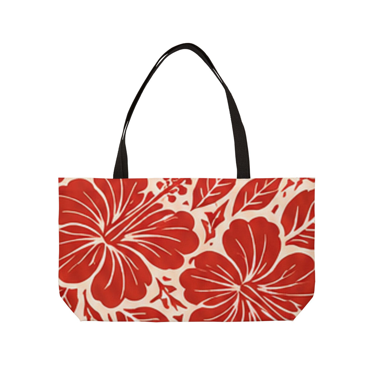 Weekender Tote Bag — Red Hibiscus Floral Beach Tote