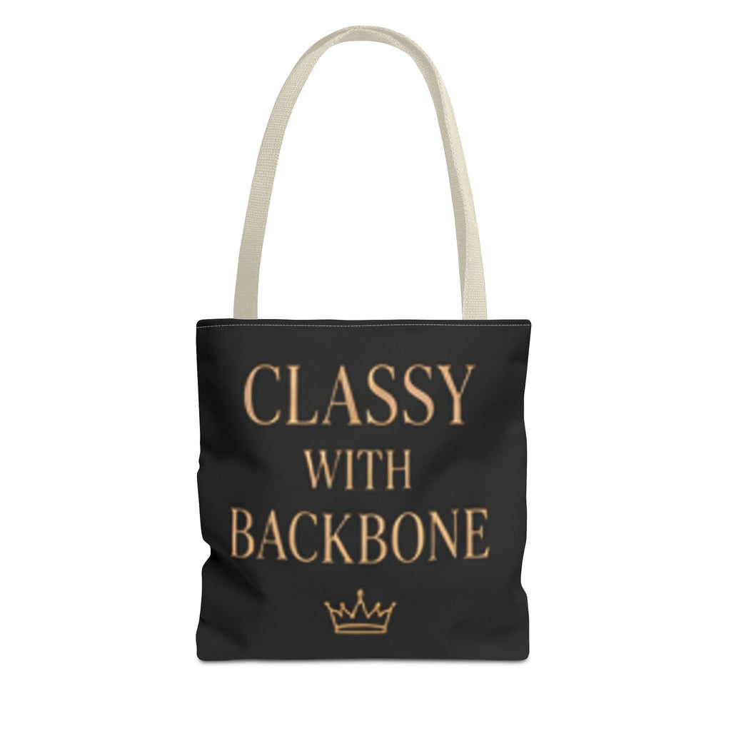 Bolso tote elegante con carácter: un bolso tote atrevido en negro y dorado que empodera