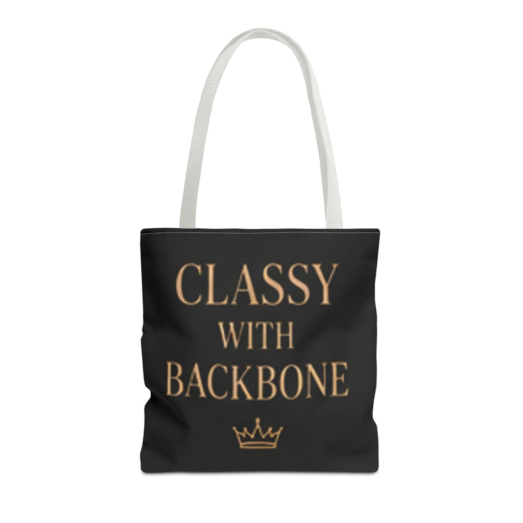 Bolso tote elegante con carácter: un bolso tote atrevido en negro y dorado que empodera