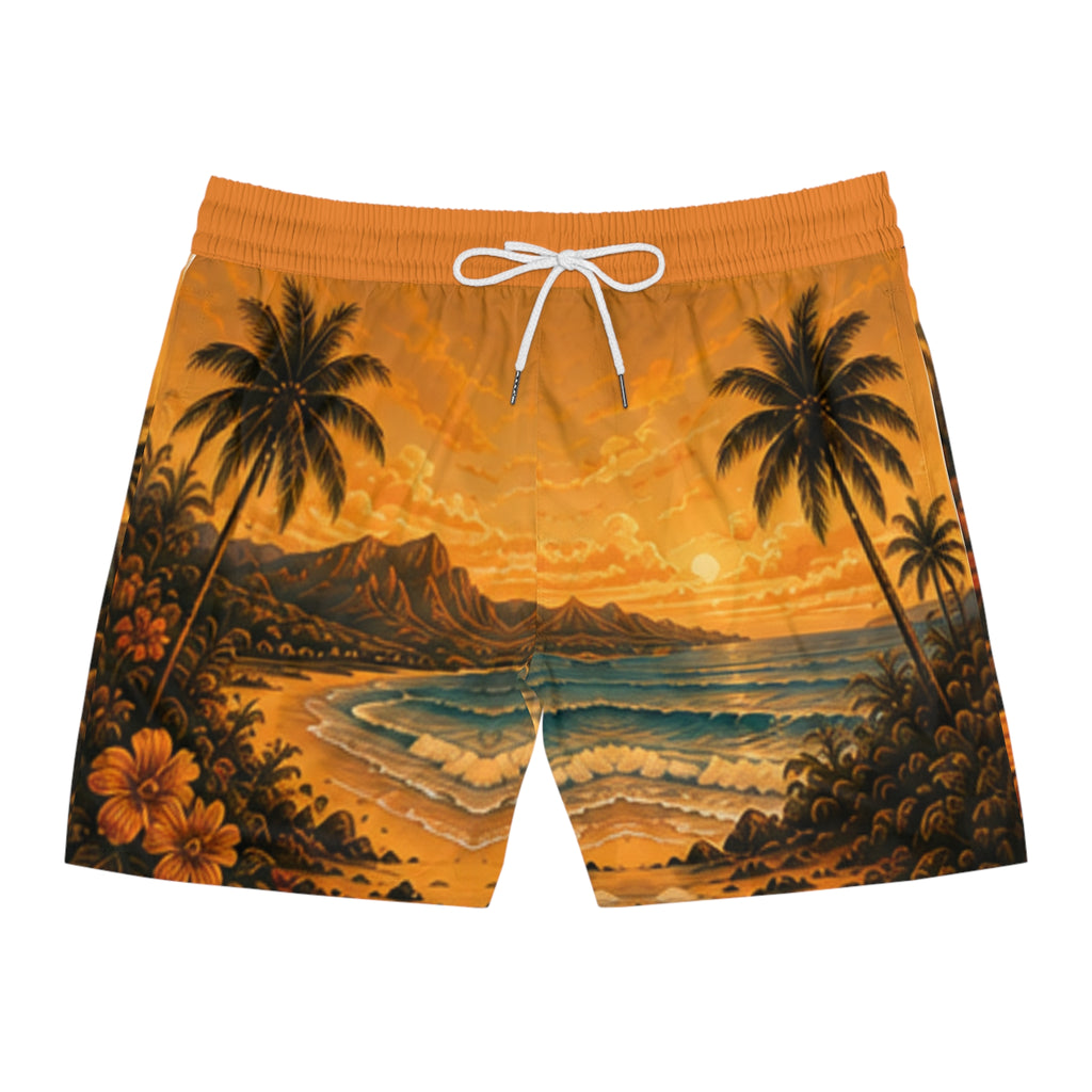 Bañadores cortos de hombre Tropical Sunset — Shorts de playa hawaianos con palmeras