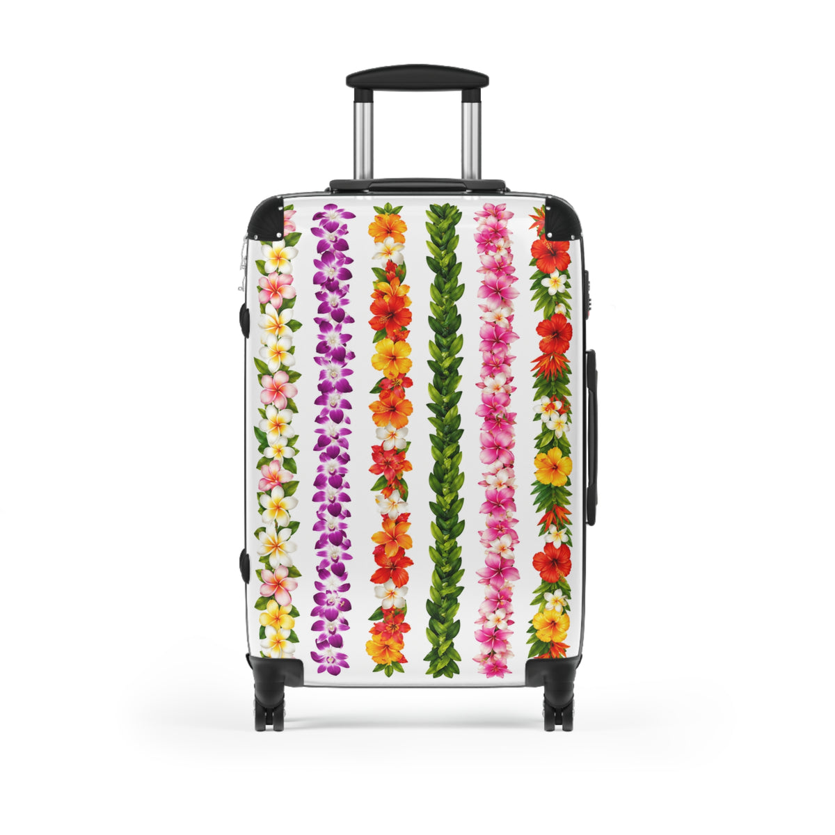 Hawaiian Lei Stripe Suitcase — Floral Travel Carry-On