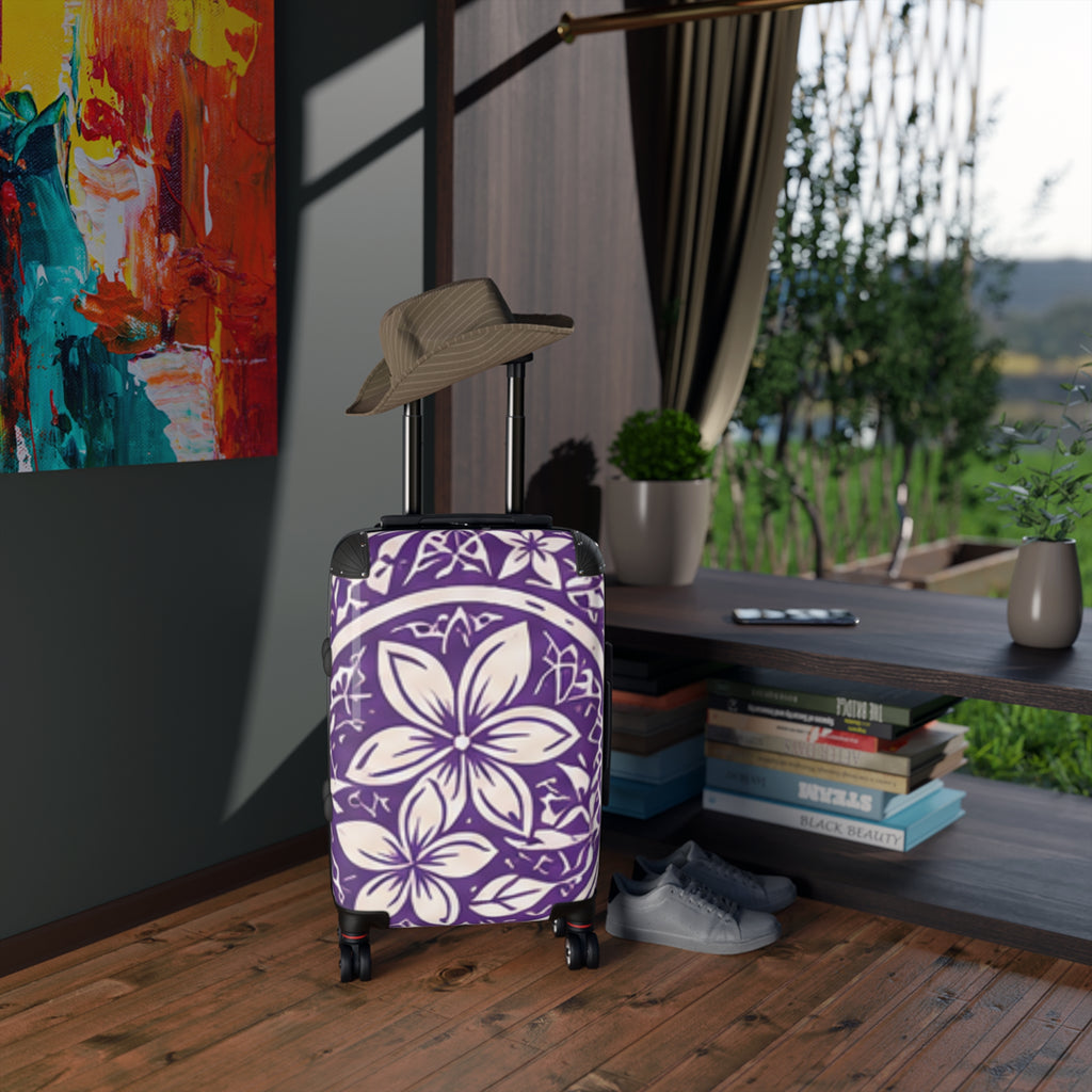 Maleta Púrpura Plumeria — Equipaje de Mano Plumeria Tropical