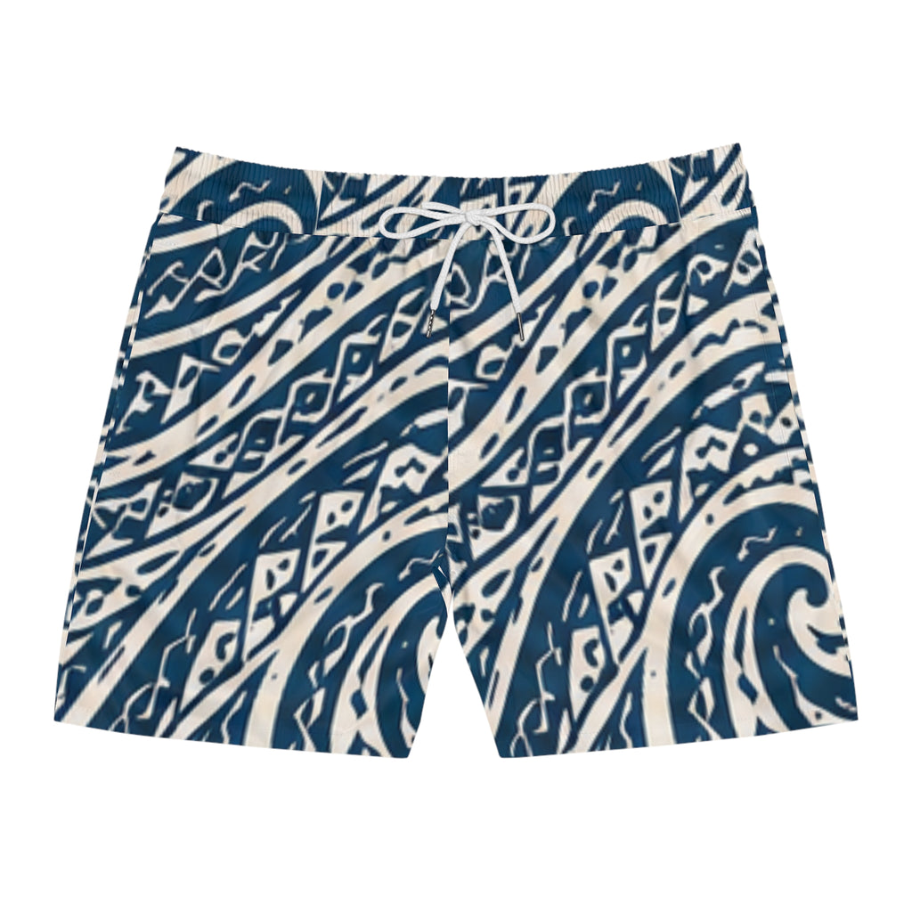 Bañador Tribal Ola Oceánica — Bañador de Playa de Largo Medio para Hombre