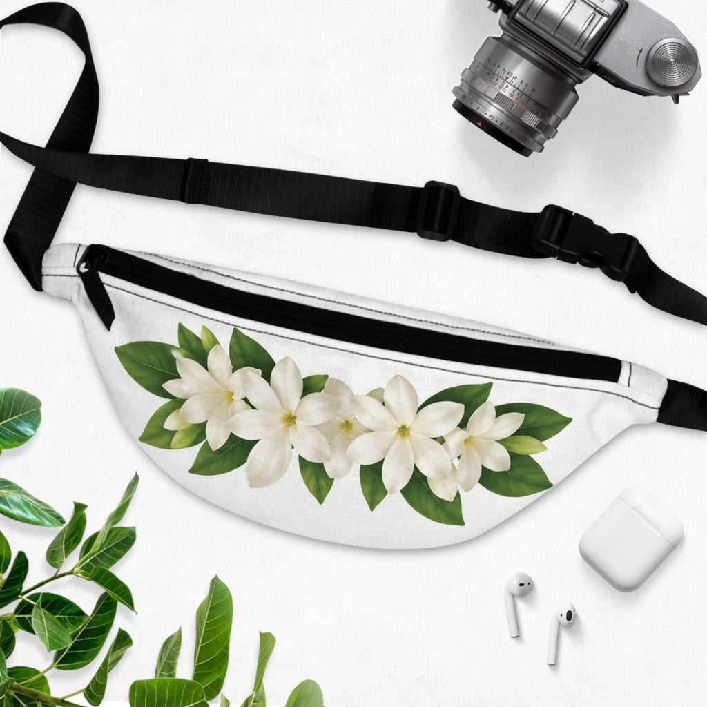 Riñonera — Bolso de cintura floral Gardenia blanca