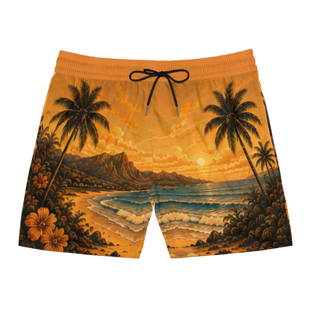 Bañadores cortos de hombre Tropical Sunset — Shorts de playa hawaianos con palmeras