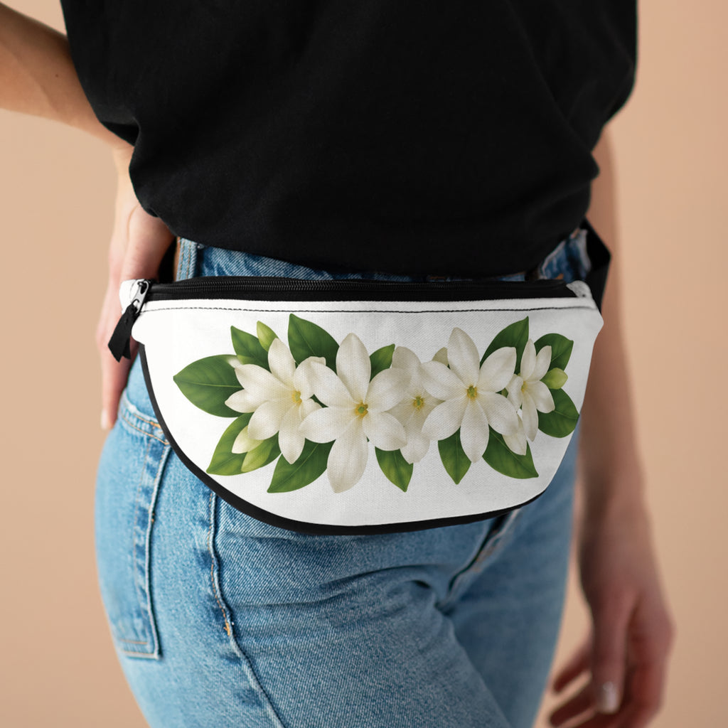Riñonera — Bolso de cintura floral Gardenia blanca